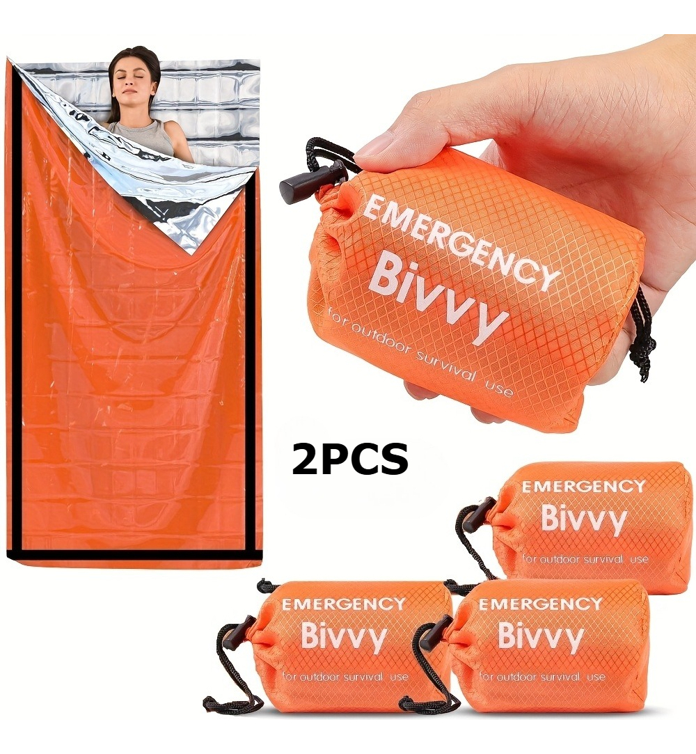 Bivy Sack Lightweight - 2pc Emergency Sleeping Bag/Survival Bivy Sack