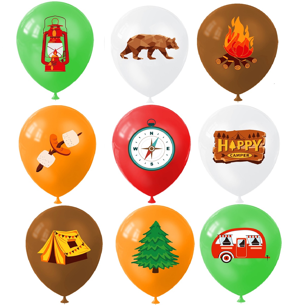 9pcs Happy Camping Balloon, Ou - Outdoor Adventure Birthday Party recension och pris